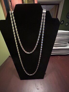 Vintage Silver S-Link Scroll Chain Necklace 30in